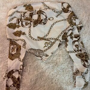 Elegant Gold and Silver Chain Print Scarf